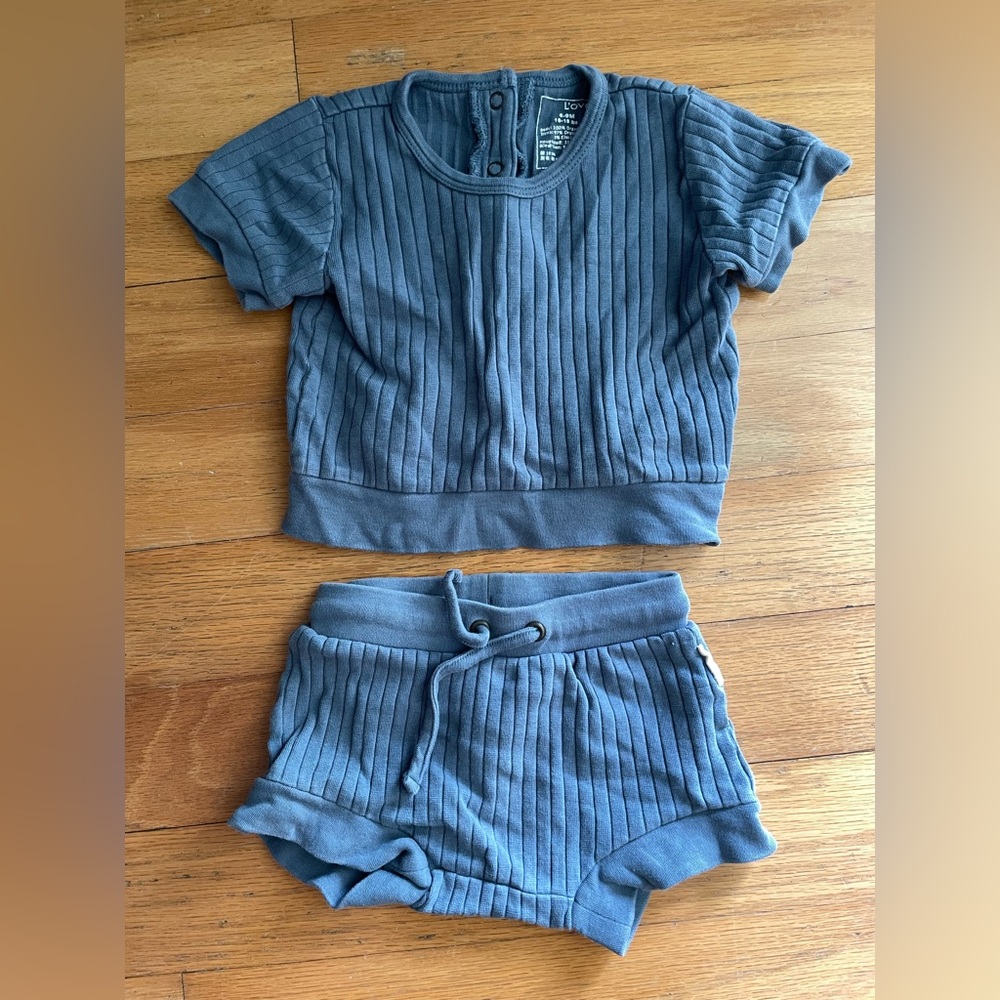 L’Ovedbaby Blue Ribbed Baby Outfit